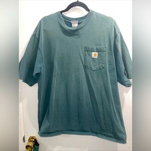 Big Carhartt Men's Heavy traditional  Teal Short Sleeve Pocket Tee no issues!